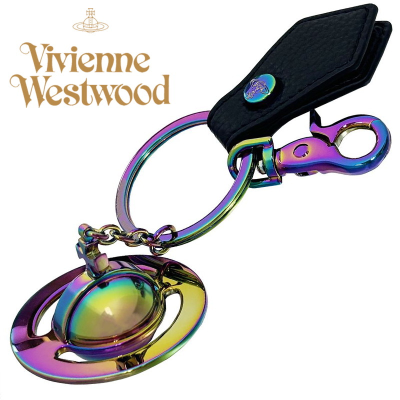 Vivienne Westwood ヴィヴィアン・ウエストウッド キーリング METAL 3D ORB IRIDESCENT 8203011JU-OM0014-N403 BLACK PU GRAIN ギフト プレゼント 誕生日 記念品｜shop GTO 店