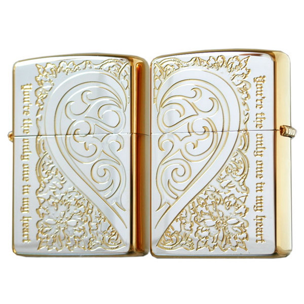 ペアZIPPO セレブレティアラベスク シルバー＆ゴールド SAPR-SGP レギュラータイプとレギュラータイプ