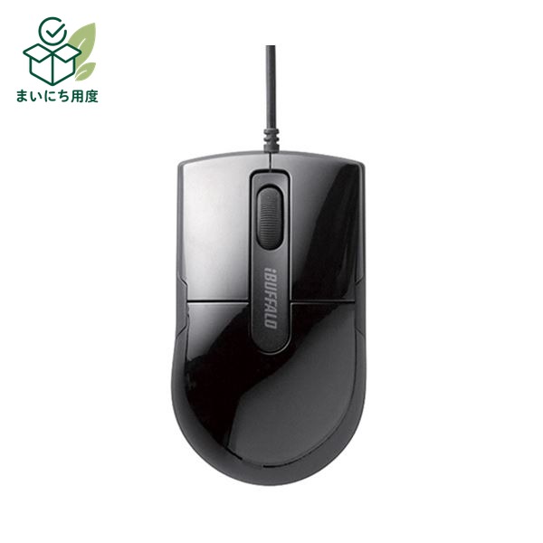 (まとめ) バッファロー 有線BlueLEDマウス 静音 3ボタン Sサイズ ブラック BSMBU26SSBK 1個 【&times;10セット】 キーボード 入力機器 有線マウス｜まいにち用度／備品と消耗品