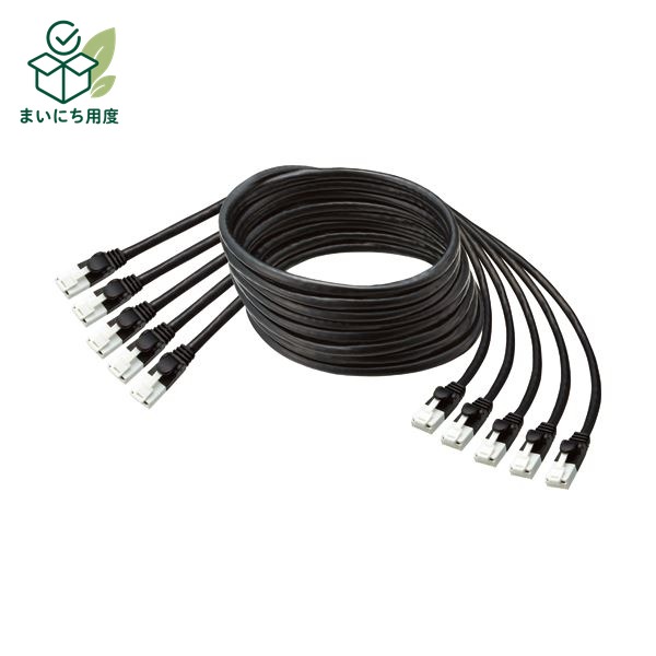 (まとめ) TANOSEE 爪折れ防止LANケーブル（CAT6） ブラック 5m 1パック（5本） 【&times;5セット】 ネットワーク 通信機器 ＬＡＮケーブル 通信アクセサリー コネクタ｜まいにち用度／備品と消耗品