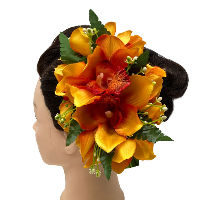 ❤️限定1点❤️ PEACH/ORANGE ❤️フラワーヘアクリップ【Lサイズ】フラ Amazon | フラダンス ヘアクリップ スパイダーリリー (オレンジ