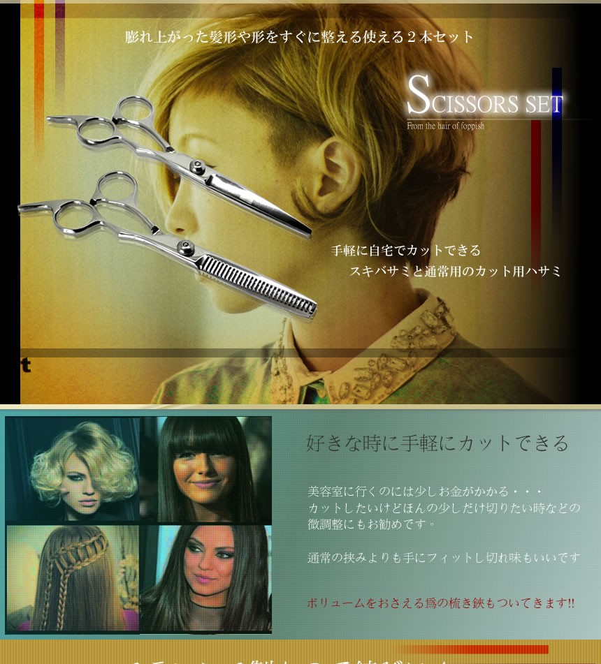ハサミスキバサミ2本セットケース付き髪かみおしゃれヘアカット散髪理容すきばさきはさみシザープロ仕様VSN