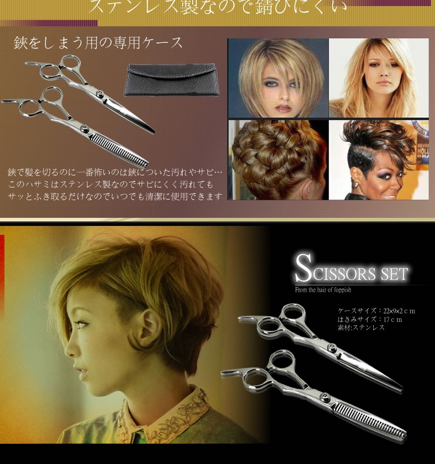 ハサミスキバサミ2本セットケース付き髪かみおしゃれヘアカット散髪理容すきばさきはさみシザープロ仕様VSN