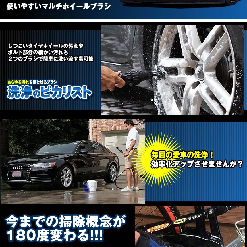 楽天市場 水圧駆動 洗浄のピカリスト 車用 ホイールブラシ タイヤ 汚れ リム エンジン 自転車 機器 家具 ウォーター 駆動タービン Senpika Shop Kurano