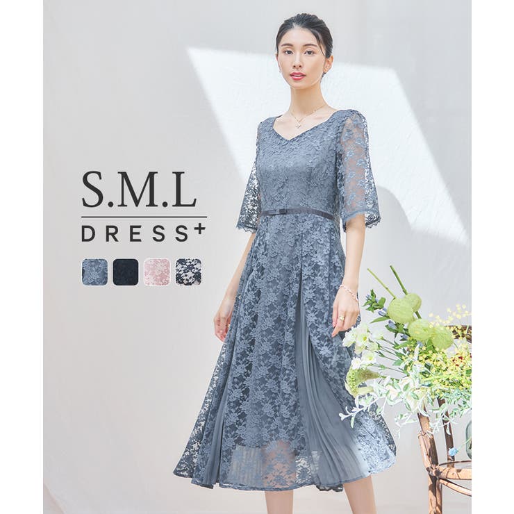 【楽天市場】【5％OFFクーポン！9/24(水)1:59まで】DRESS+ ワンピース ドレス レースミモレ丈 総レース 結婚式 ワンピース ...