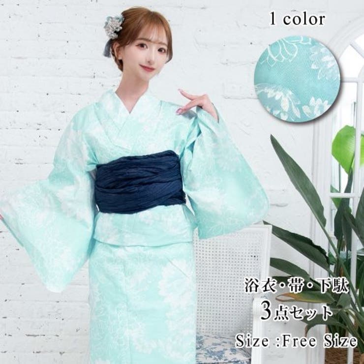【新品】titivate綿麻単品浴衣* 麻の葉古典柄 単品]麻の葉古典柄綿麻浴衣[品番：TV000009773]｜titivate
