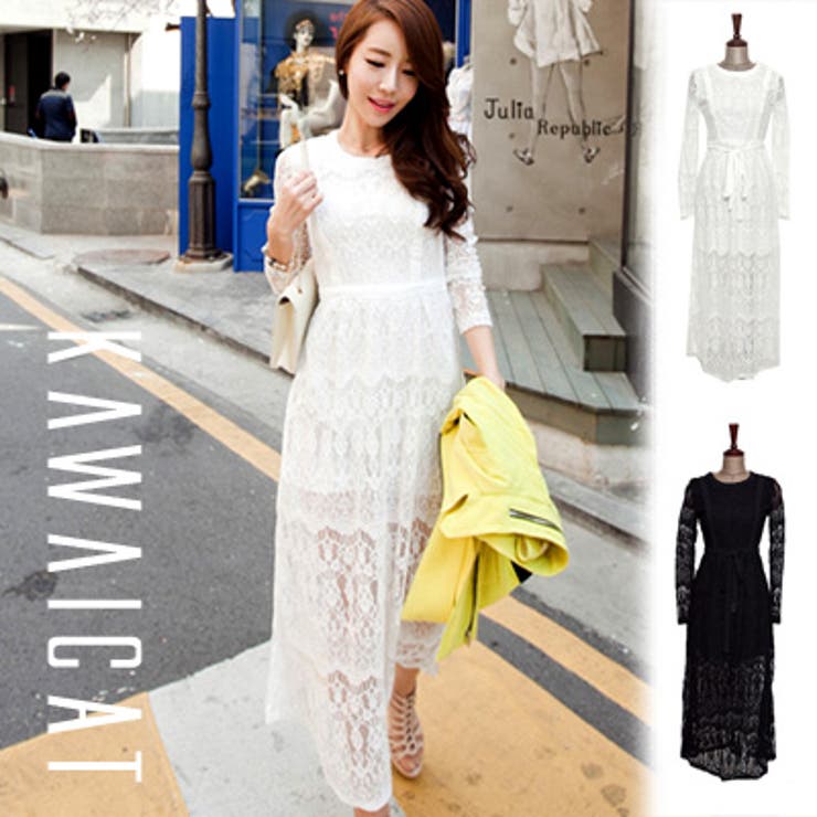 【10％OFFクーポン！7/26(日)1:59まで】KawaiCat 【op8659】 定番人気のマキシワンピ♪シーズンムード漂うレースデザインでフェミニンコーデに仕上がるレースロングマキシ丈ワンピース ワンピース・ドレス｜SHOPLIST