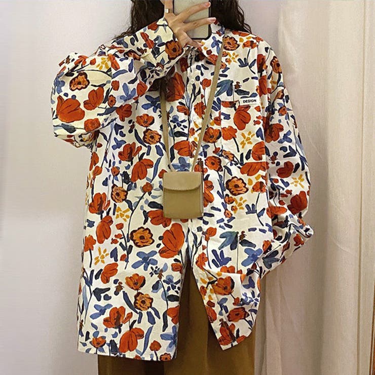 フラワーパターン 長袖シャツ フラワーパターンシャツ(長袖)