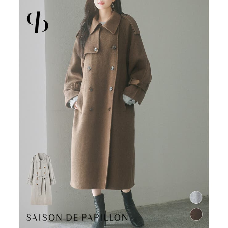 【10％OFFクーポン券！6/11(木)1:59まで】SAISON DE PAPILLON トレンチ風ダブルフェイスロングコート アウター(厚地の外套・上衣など)