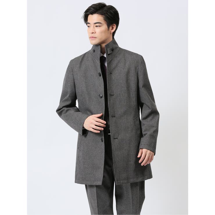 楽天市場】TAKA-Q MEN 撥水 スタンドカラーコート ヘリンボングレー