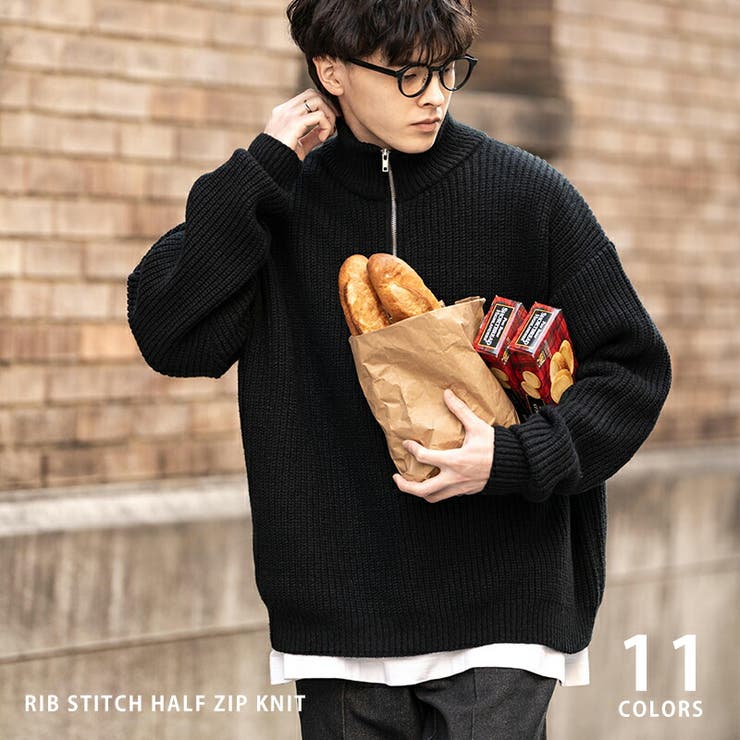 日本製 PARIS ロゴ刺繍入り カシミヤ100％ ハーフジップニット LL くらしを楽しむアイテム 日本製 PARIS LL ハーフジップニット