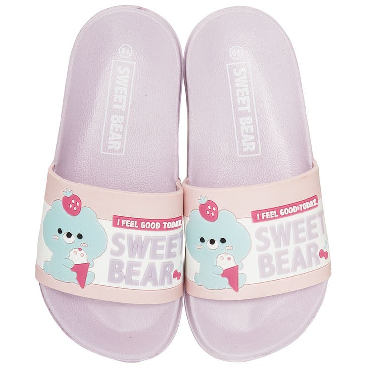 キッズ シャワー サンダル 19cm 19 子供 こども かわいい 夏 海 ビーチ スケーター skater SDSH19 Sweet Bear クマ くま 女の子 女子【プール 海水浴 子ども キャラクター】画像