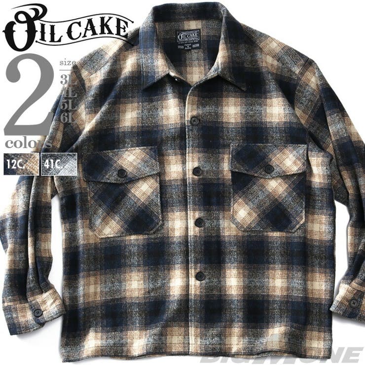 大きいサイズの店ビッグエムワン 大きいサイズ メンズ OILCAKE オイルケーキ ブークレ チェック CPOタイプ シャツ 4271-581z トップス｜SHOPLIST
