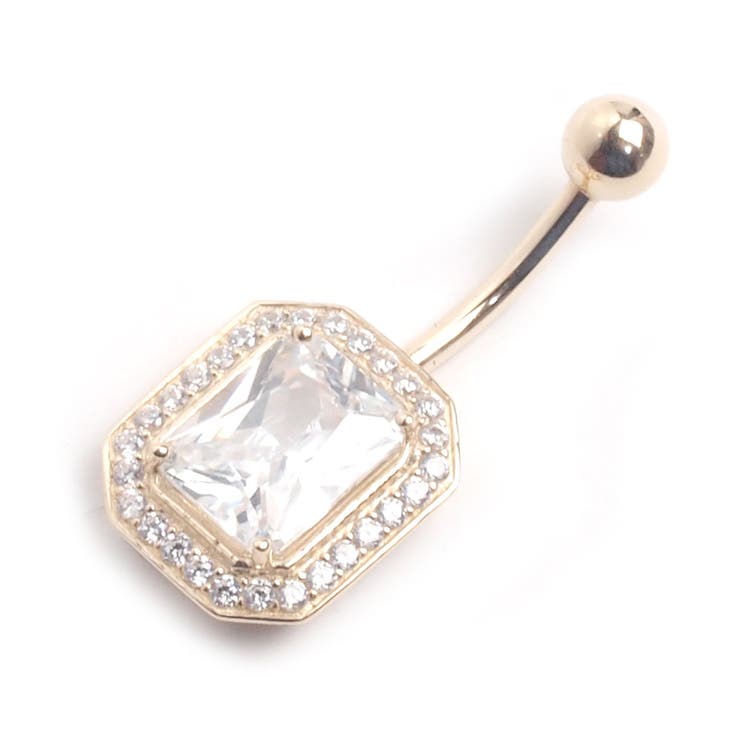 【10％OFFクーポン！7/26(日)1:59まで】ピアス専門店HOMESLICEPRODUCTIONS 14K レクタングルジュエル バナナバーベル【ボディピアス/ボディーピアス/14金/レディース/ヘソピアス/へそピアス/アクセサリー/ピアス】 アク｜SHOPLIST