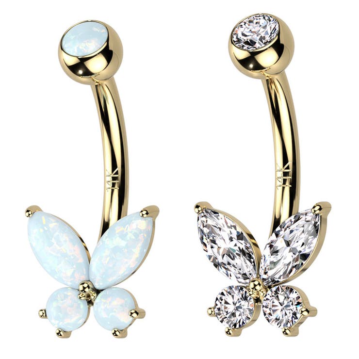 ピアス専門店HOMESLICEPRODUCTIONS ヘソピアス 14G 14金 14K ゴールド ミニ バタフライ 蝶々 ジュエル バナナバーベル ボディピアス へそピアス 耳ピアス ヘソピアス レディース メンズ ボディピアス アクセサリー｜SHOPLIST