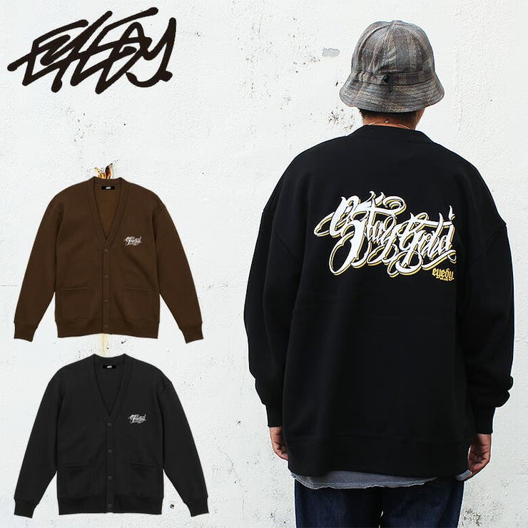 【10％OFFクーポン！7/26(日)1:59まで】EYEDY EYEDY アイディー ルーズシルエットカーディガン STAY GOLD プリント アウター ブランド ビッグサイズ 大きいサイズ M L XL XXL おしゃれ ストリート 綿 コットン｜SHOPLIST