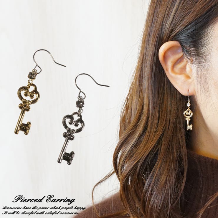 楽天市場】ハートピアス 鍵モチーフ ピアス 鍵 キーモチーフ 鍵 南京錠