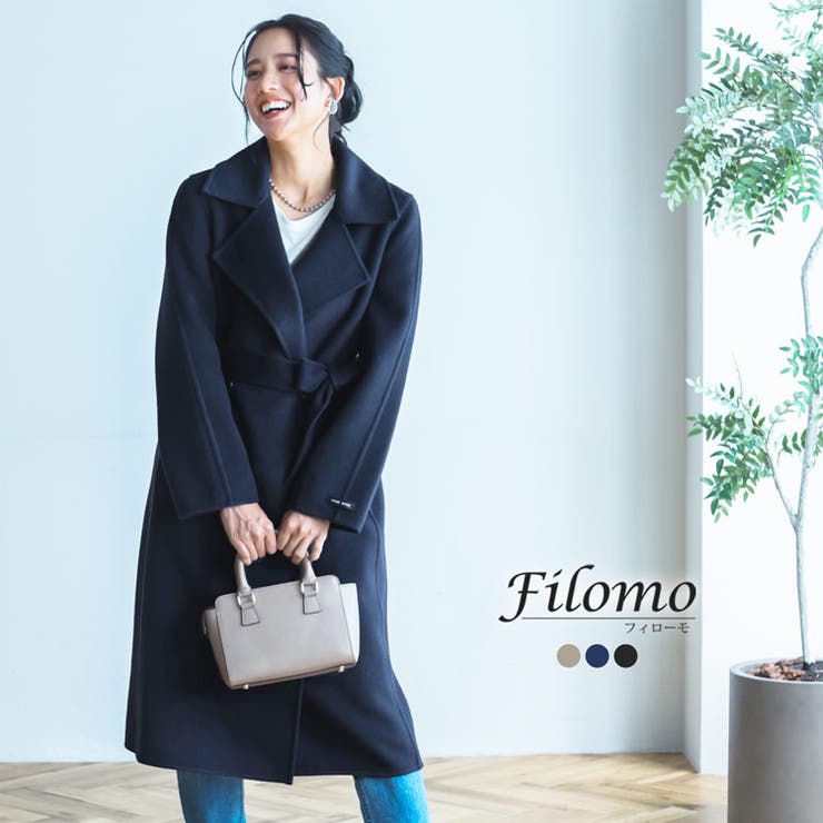 sankyo shokai チェスターコート レディース ウール コート アウター カシミヤ カシミヤ混 入学式 入園式 卒入学 filomo チェスター ロングコート ダブル 大きいサイズ 黒 ネイビー 冠婚葬祭 フォーマル 卒業式 卒園式 6F (｜SHOPLIST