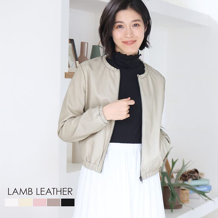 sankyo shokai 子ヒツジなめし革 上衣 レディース 否色つや ライダース コーデ ギャザー 襟 ひな型 本革 羊革 軽さ アウター なめし革上衣 自動自転車上衣 秋 冬 春 革ジャ