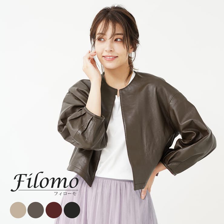 sankyo shokai なめし革 上衣 本革 レディース ブランド名 Filomo フィローモ 子ヒツジ革 向こう見ず 遊撃手丈 アウター 否色つや 軽気球捩り 革ジャン 春 秋 成年者 成人女性 クリ