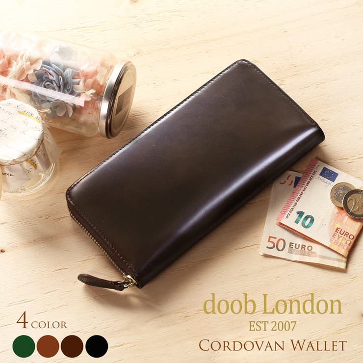 sankyo shokai  doob London コードバン 長紙入れ ブランド名 レディース ラウンドジッパー 緑であること/赤銅色/黒いこと 本革 成人女性 馬革 春紙入れ クリスマス 差し上げ物 差し上げ物 4FC (09000140r) 紙入れ