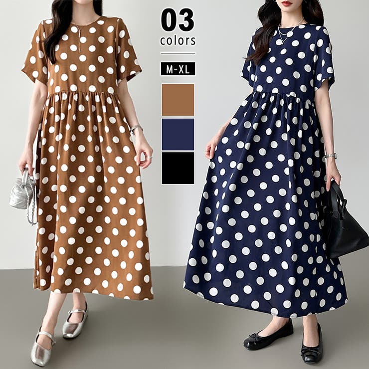 楽天市場】ドット柄ワンピ 水玉ワンピース レディースワンピース