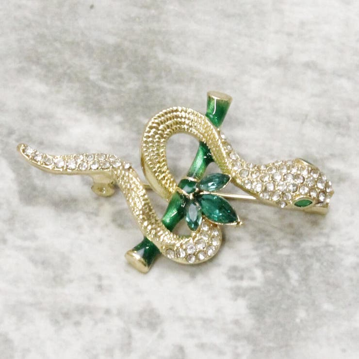 ブローチレディースへびヘビ蛇白蛇干支十二支新年迎春竹キラキラメタルプレゼントB