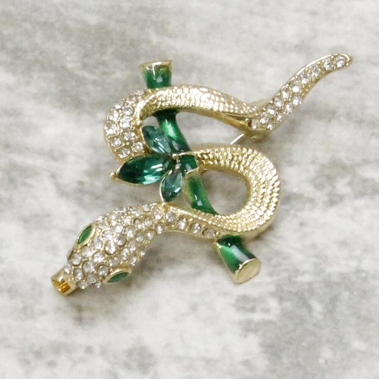 ブローチレディースへびヘビ蛇白蛇干支十二支新年迎春竹キラキラメタルプレゼントB