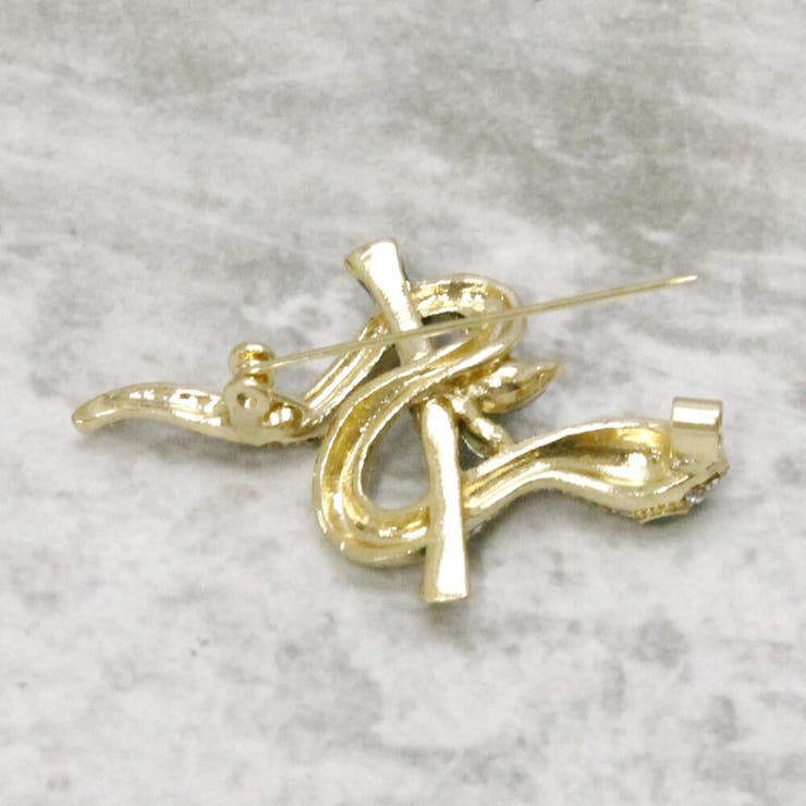 ブローチレディースへびヘビ蛇白蛇干支十二支新年迎春竹キラキラメタルプレゼントB