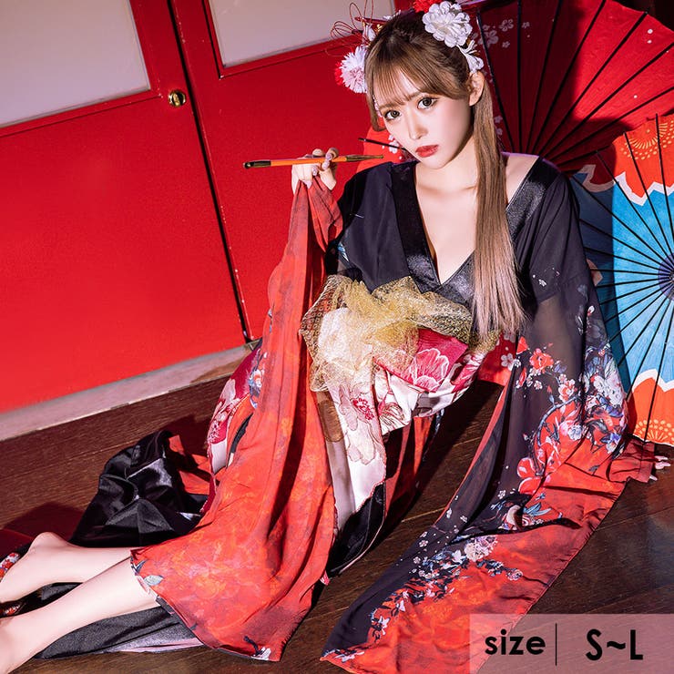 【10%OFFクーポン!7/26(日)1:59まで】my minette シアースリーブオープンバック花魁風ロングドレス セクシードレス セクシーコスプレ 袖あり 長袖 シアー袖 ハロウィンコスプレ キャバドレス キャバ ドレス 和装 賀正コスプレ S-|SHOPLIST