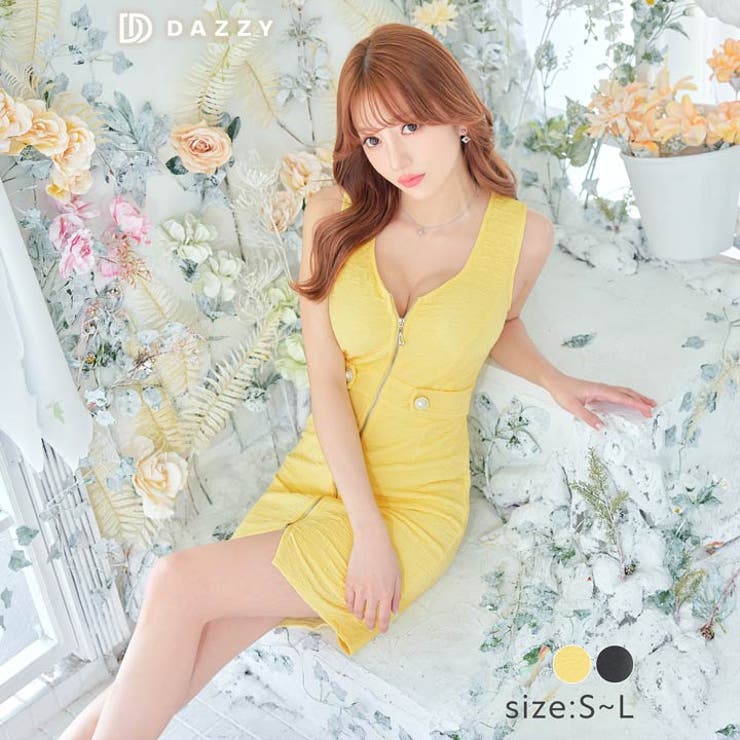 【10％OFFクーポン！7/26(日)1:59まで】Dazzy キャバ ドレスノースリーブウエストボタンジップアップタイトミニドレス| ドレス キャバ キャバドレス 大きいサイズ ドレス ワンピース ミニドレス セクシー ナイトドレス キャバクラ レディ｜SHOPLIST