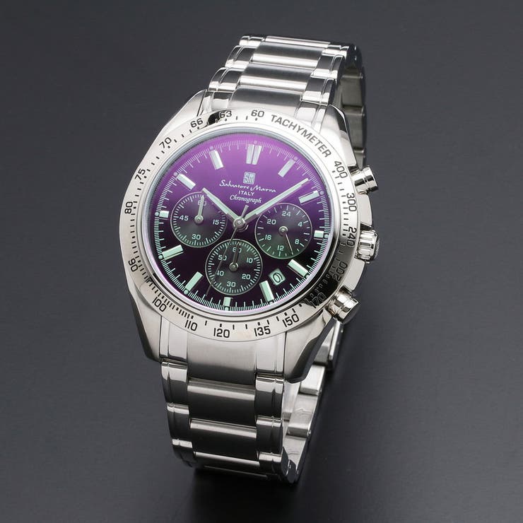 bright wrist Salvatore Marra サルバトーレマーラ腕時計 カラーガラスクロノグラフウォッチ SM18106-SSBKSV アクセサリーbright wrist Salvator