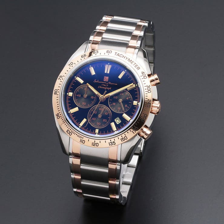 bright wrist  Salvatore Marra サルバトーレマーラ腕時計 カラーガラスクロノグラフウォッチ SM18106-SSBKPG アクセサリー