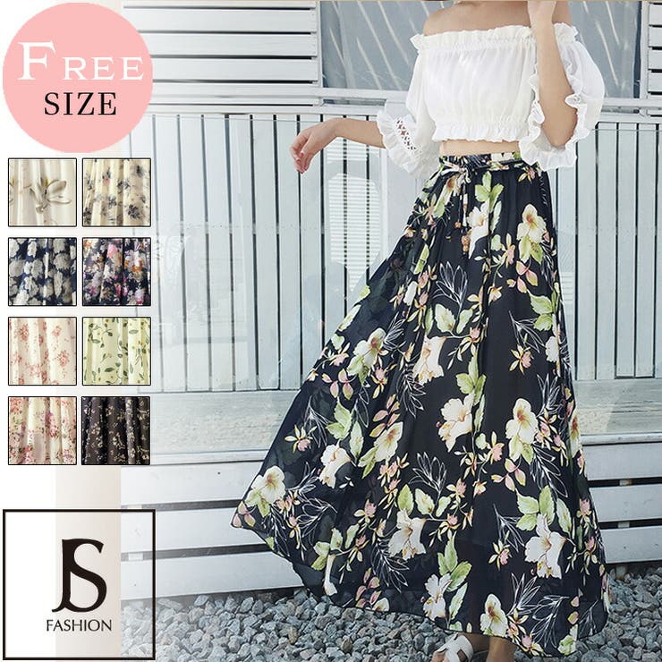 楽天市場】スカート ロング 花柄 夏 ウエストゴム フレア プリント 春