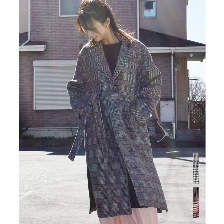 【10％OFFクーポン券！6/11(木)1:59まで】ARGO TOKYO Wool Check Gown Coat 21110 ウールチェックガウンコート チェックガウンコート チェックアウター 照合のしるし厚地の外套 ロング厚地の外套 アウター(厚地の外套・上衣