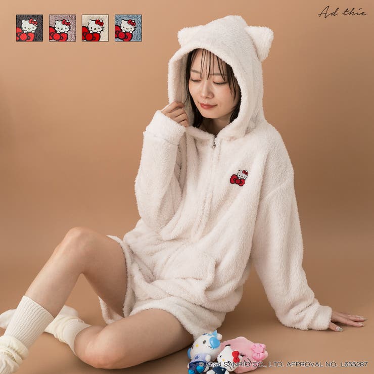 楽天市場】ハローキティ ジップアップボアパーカー ホワイト