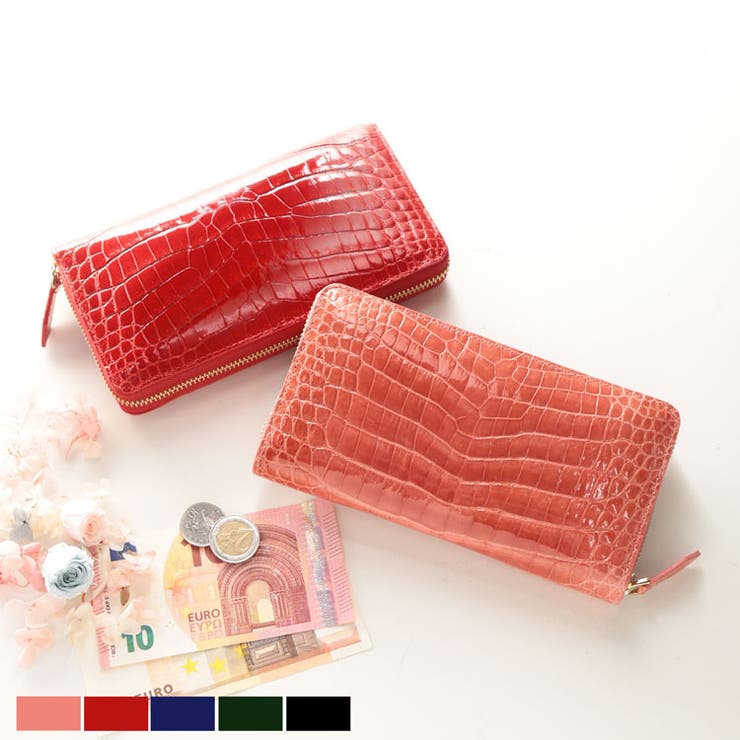 sankyo shokai  クロコダイル 長紙入れ ラウンドジッパー レディース 真っただ中取り 一枚革 シャイニング 製作 ゴールド金具 全5色 成人女性 紙入れ 本革 鰐革 差し上げ物 差し上げ物 4FA (06001612r) 紙入れ