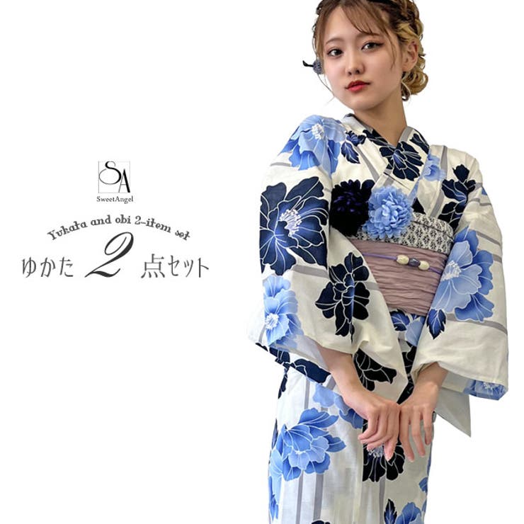 【10%OFFクーポン!7/26(日)1:59まで】SWEET ANGEL 【浴衣 + 帯 2点セット】2024年 浴衣セット レディース ゆかた 花火大会 祭り イベント 大人 可愛い モダン レトロ 浴衣・着物|SHOPLIST