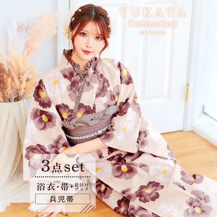 【10％OFFクーポン！7/26(日)1:59まで】Dazzy [3点SET]フェミニン 椿柄 浴衣【2024年新作/YUKATA by dazzy】 浴衣・着物｜SHOPLIST