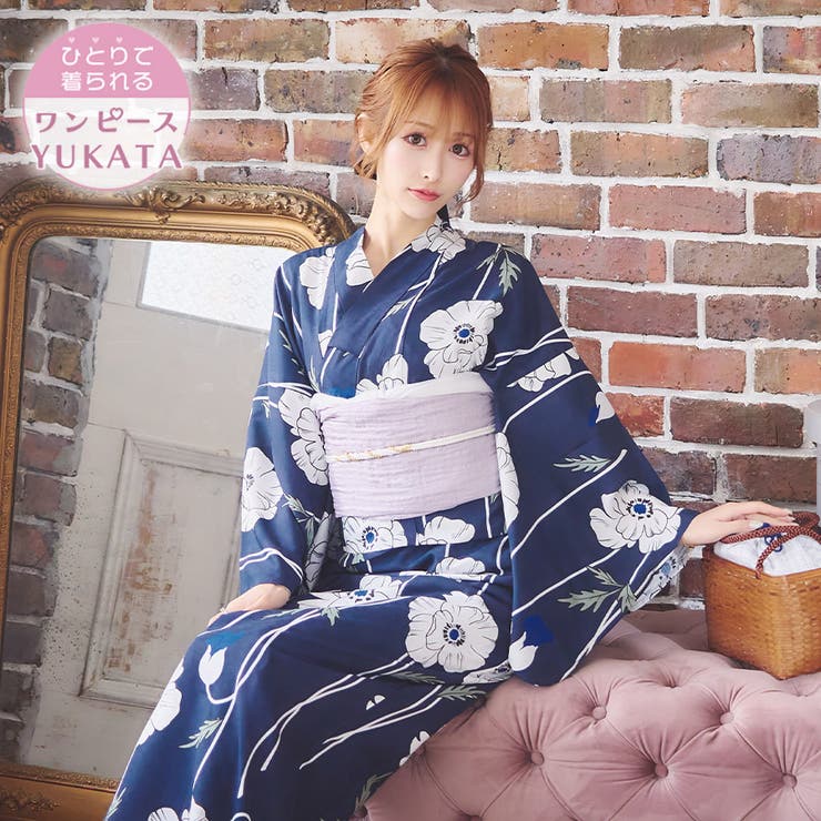 【10％OFFクーポン券！6/11(木)1:59まで】Tika ホワイトポピー柄衣裳浴衣3点書き割り 二部式浴衣 セパレート浴衣 キャミワンピース 羽織り 浴衣書き割り レディース浴衣 兵児帯 レトロ浴衣 聖菜 浦西ひかる Tika ティカ 浴衣・御召しもの