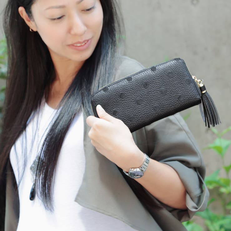 UNBILLION ペルケ perche / 牛革ドット刺繍ラウンド長財布 財布｜SHOPLIST 8,993円