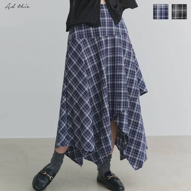 【10％OFFクーポン券！6/11(木)1:59まで】ad thie イレヘムデザインチェックスカート スコート
