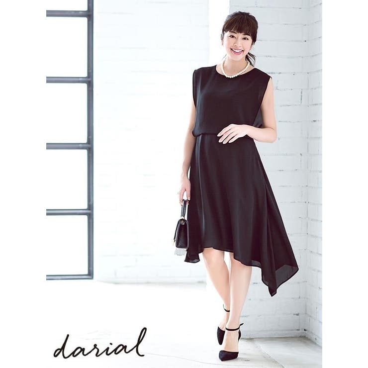 Dazzy 御召しもの darial ＼土岐田麗子さん着付ける／ アシンメトリーシフォンドレス 華燭の典 二次会 寄りあい レディース パーティードレスフォーマル お呼ばれ 衣装 卒式 卒園式 はいり込む式 入園式 有りがたさ会 婚活 オケージョン セミオケージョン