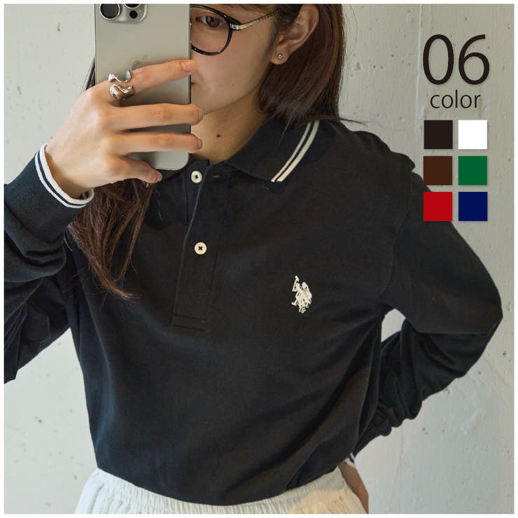 SETUP7【WOMEN】 【U.S. POLO ASSN.】Twin Tipped POLO shirts longsleeve /ティップラインロングスリーブポロシャツ トップス