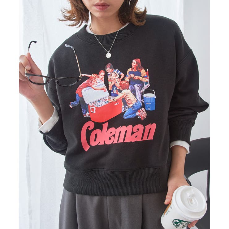 【10％OFF引き換え証！6/11(木)1:59まで】SETUP7【WOMEN】 【Coleman】Vintage Cooler print ヴィンテージライクスウェット トップス