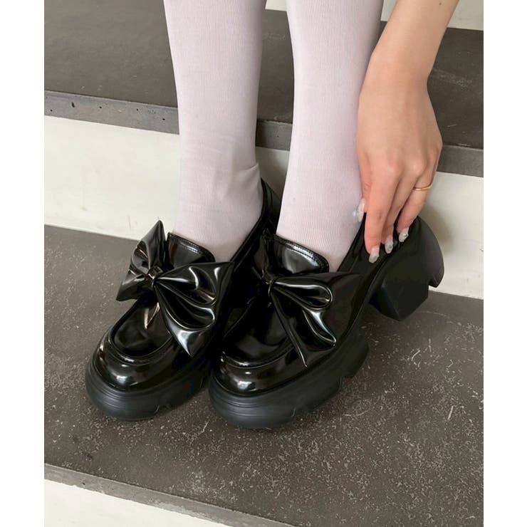 NICE CLAUP / OLIVE des OLIVE　OUTLET 【one after another】ビッグリボンローファー シューズ・靴画像