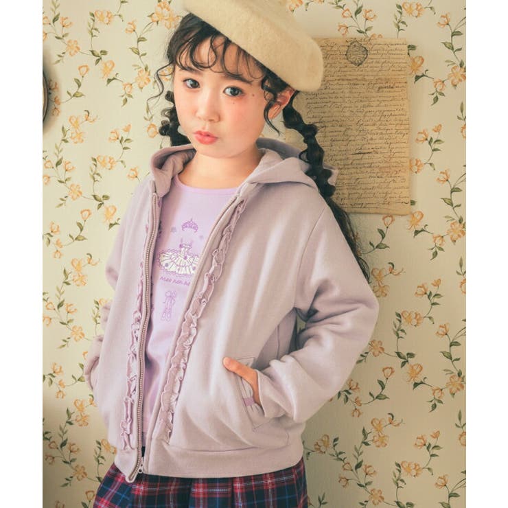【10％OFF引き換え証！6/11(木)1:59まで】moononnon 赤ちゃん服 御姉さん パーカー 秋冬 長袖 普段着 通園 通学 学校 おでかけ 起毛 心地よい 2WAY ボンネットつき フラウンス 衣嚢 シュロの葉 90糎 100糎 110糎 12
