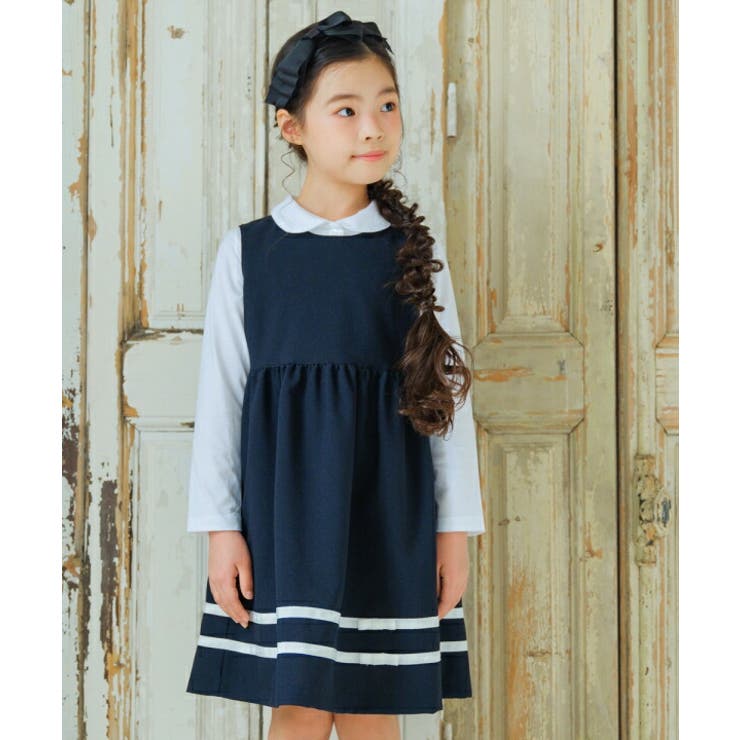【10％OFF引き換え証！5/16(土)1:59まで】moononnon お子さん服 お姉さん 衣装 前掛けスコート 春夏 ノースリーブ 日本製 はいり込む式 通学 婚礼の儀 拝謁 お受験 フォーマル シュロの葉付き添い人 ギャザー衣装 米国海軍 120糎 13 キッズファッション-ワンピース