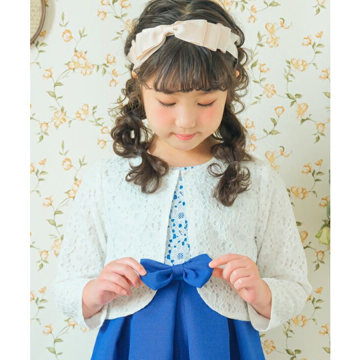 【10％OFFクーポン！5/7(木)9:59まで】moononnon 子供服 女の子 ボレロ 春夏 長袖 日本製 フォーマル 羽織 キッズ トドラー ピアノ 発表会 結婚式 お出かけ レース 花柄 オフホワイト 110cm 120cm 130cm 14