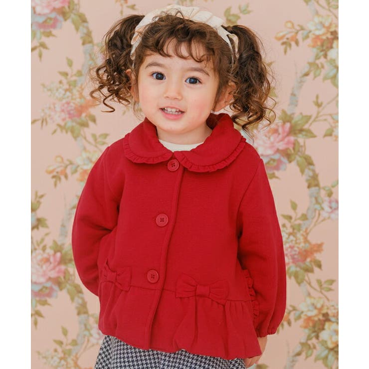 【10%OFFクーポン!7/26(日)1:59まで】moononnon 子供服 女の子 ジャケット コート 秋冬 子ども服 こども服 ベビー キッズ ジュニア フォーマル 羽織り 裏毛起毛 フリル リボン ボタン 90cm 100cm 110cm 120|SHOPLIST